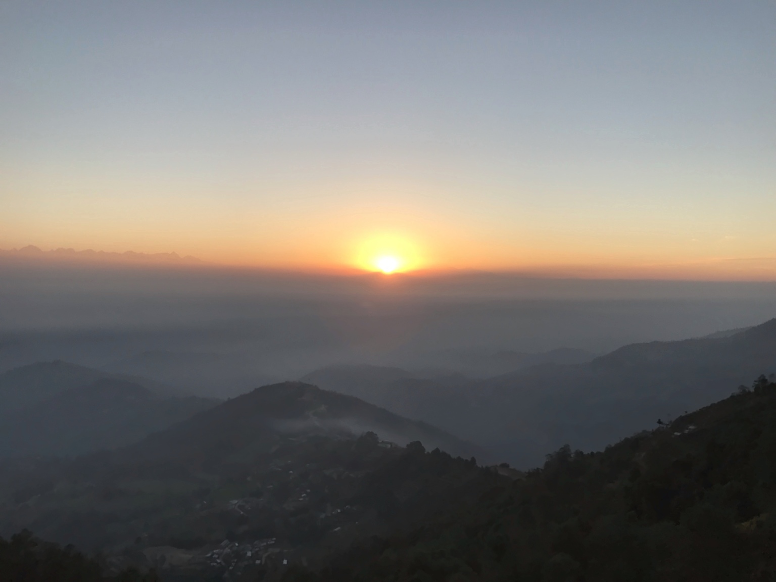 Sunrise over the Himalayan ridge from Nagarkot